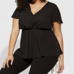 Georgette Twist Surplice Flutter Sleeve Blouse